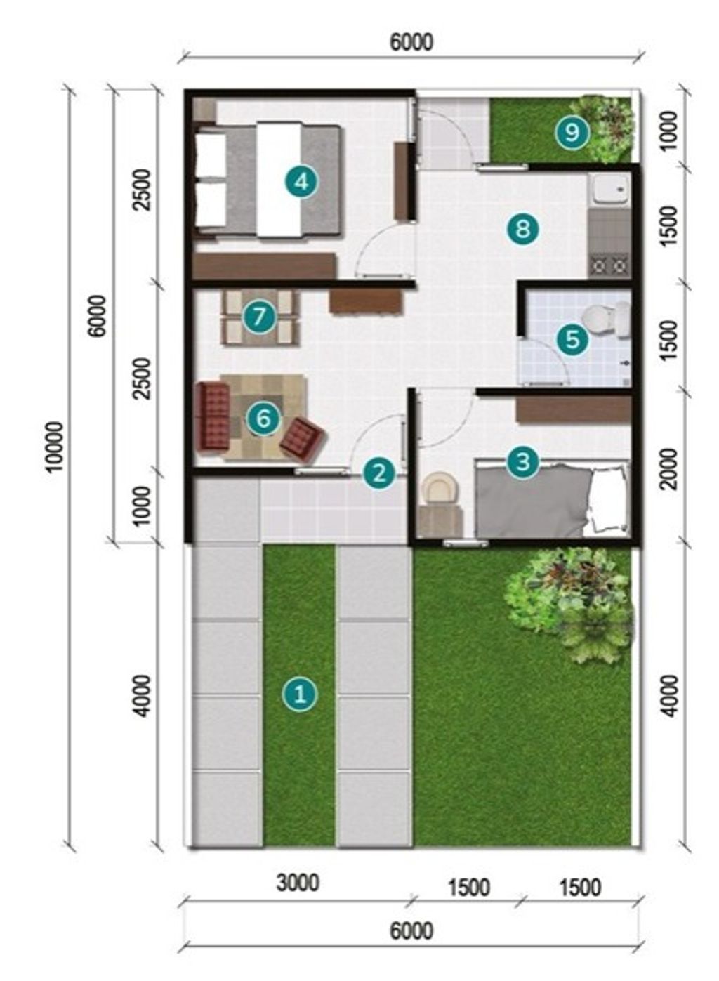 foto denah rumah tipe 30 perumahan KAMAYA HILLS