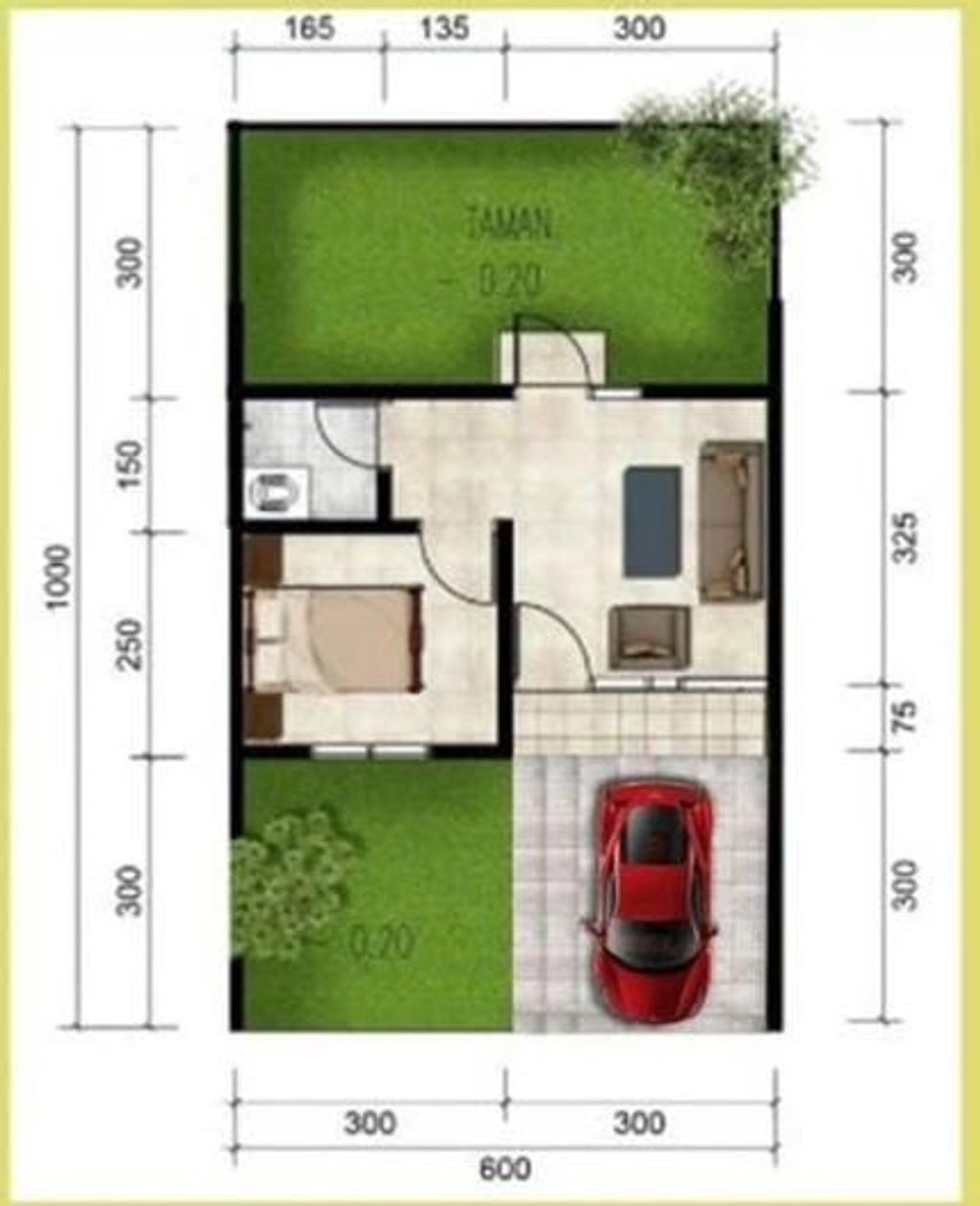 foto denah rumah tipe 22/60 perumahan JAYA GARDEN (TAHAP 2)