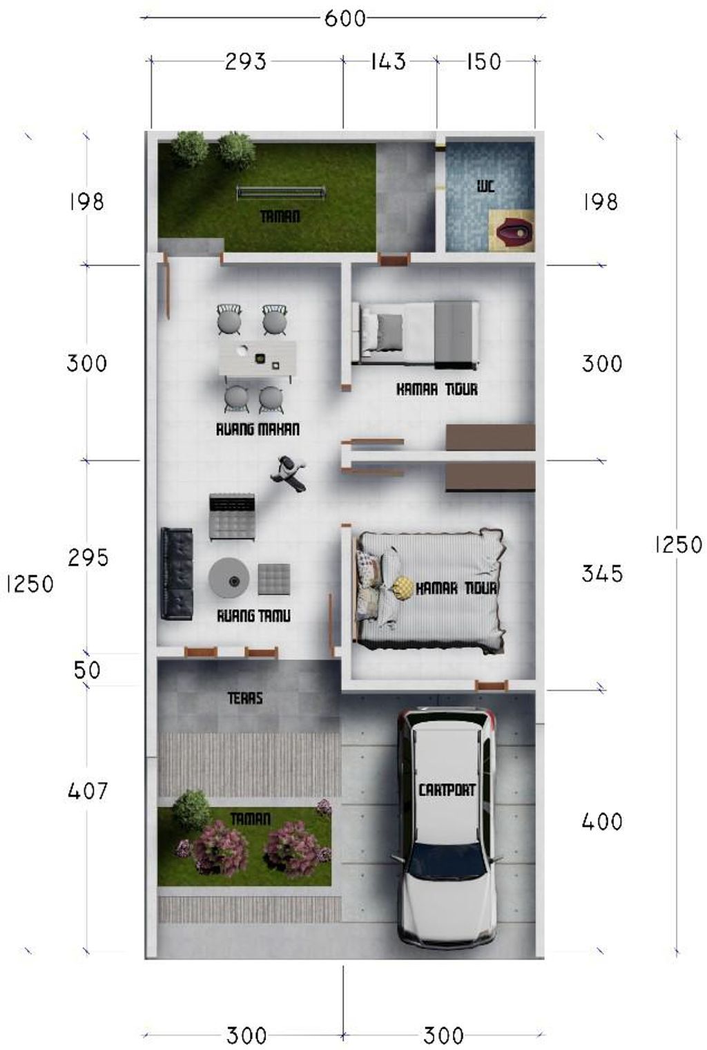 foto denah rumah tipe 36/75 perumahan KYA RESIDENCE 2 TAHAP 3