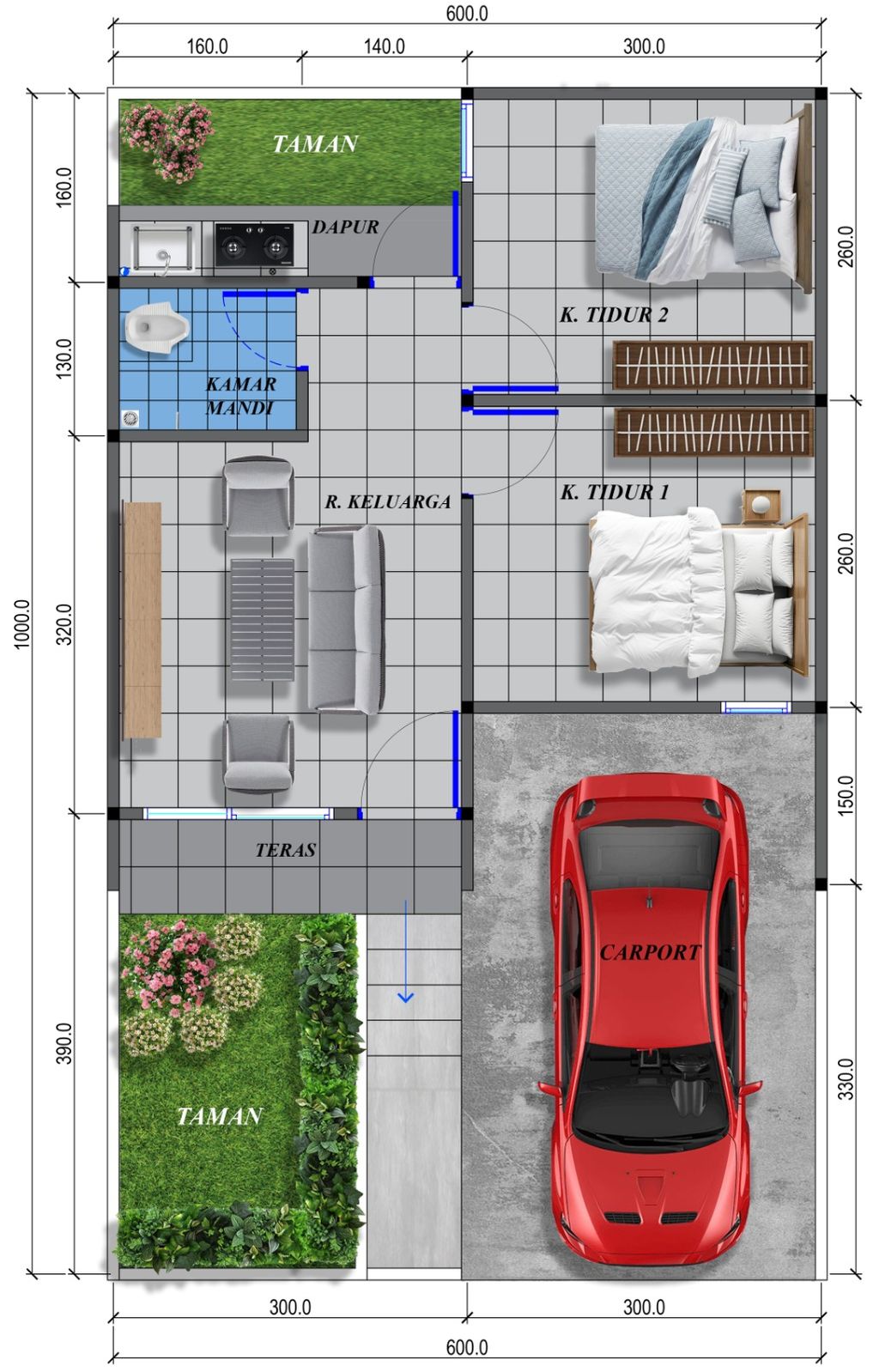 foto denah rumah tipe 30/60 m2 perumahan STAVIA HILL RESIDENCE TAHAP 2