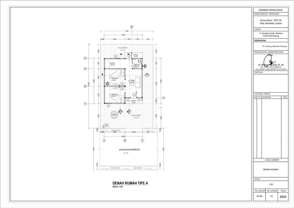 foto denah rumah tipe 36/90 perumahan VILLA AESTHETIC LESTARI
