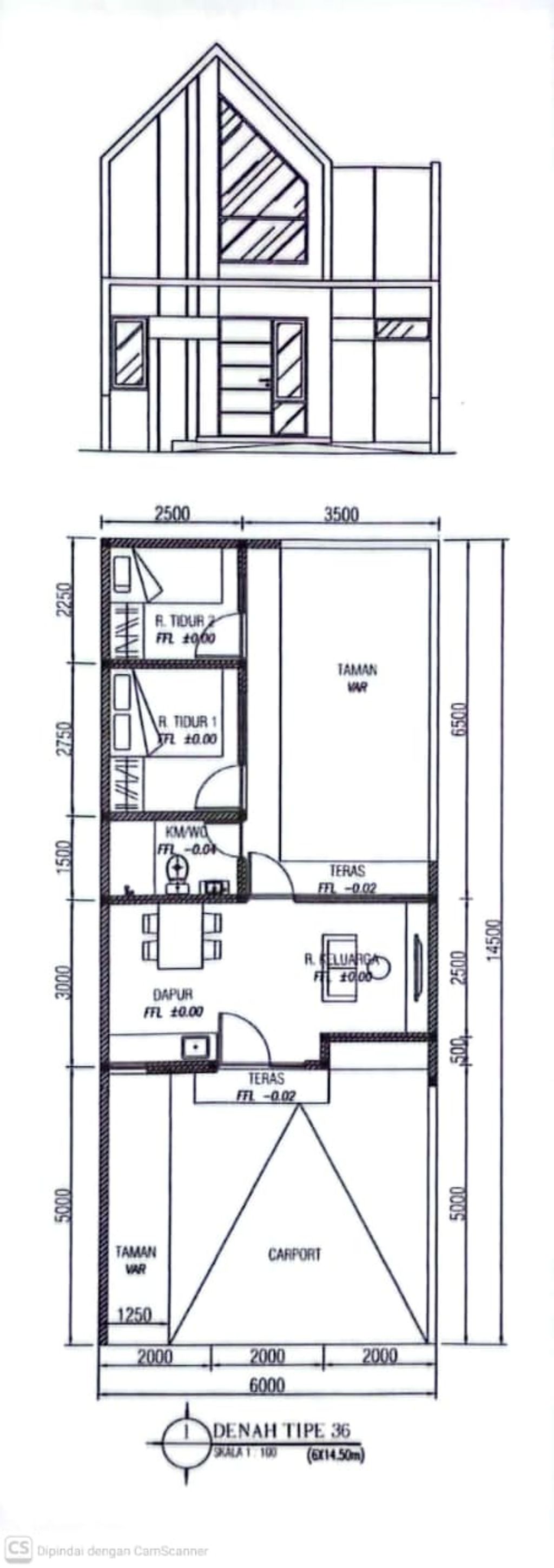 foto denah rumah tipe 36/87 JJ-07 perumahan KEBONSARI MANSION