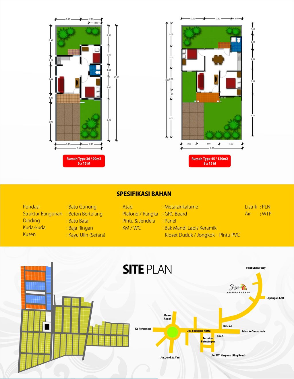 foto denah rumah tipe 36 Permanen Komersil perumahan Griya Kariangau Baru