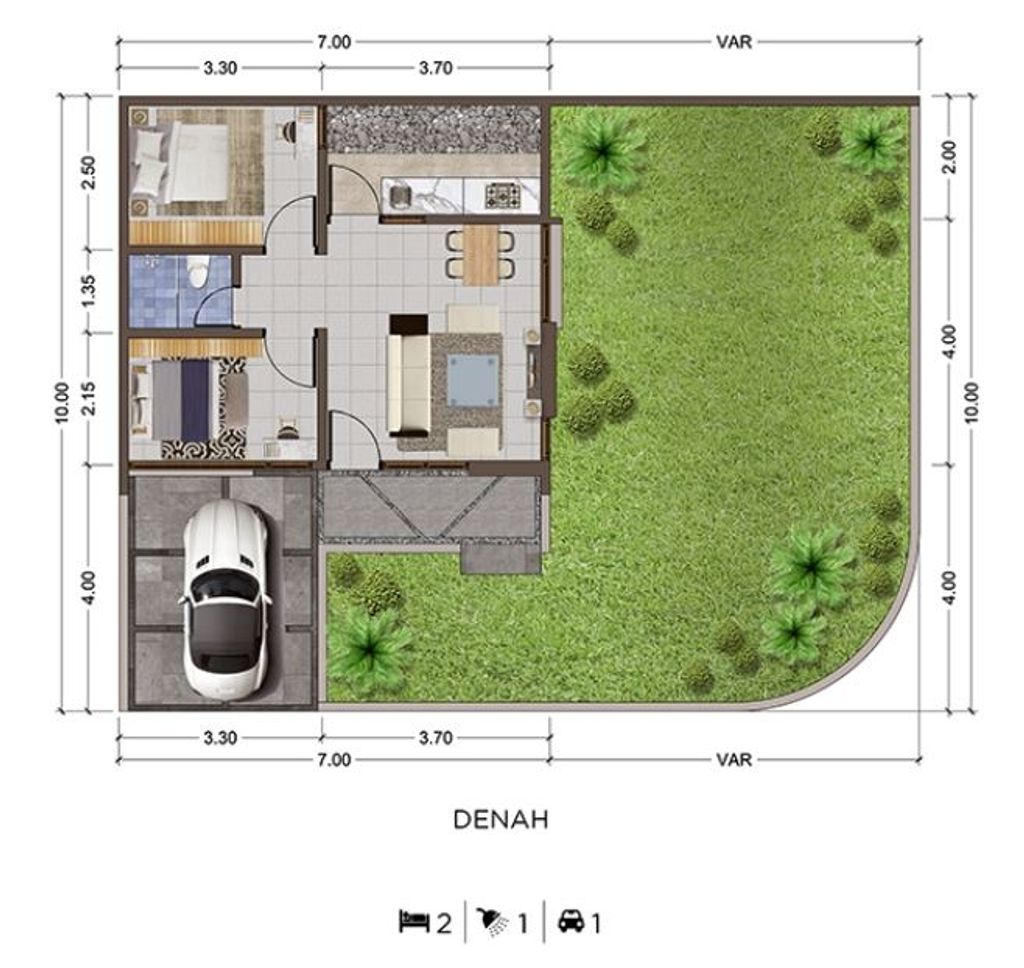foto denah rumah tipe 38/69 perumahan CLUSTER DANISHA ELORA JIVA
