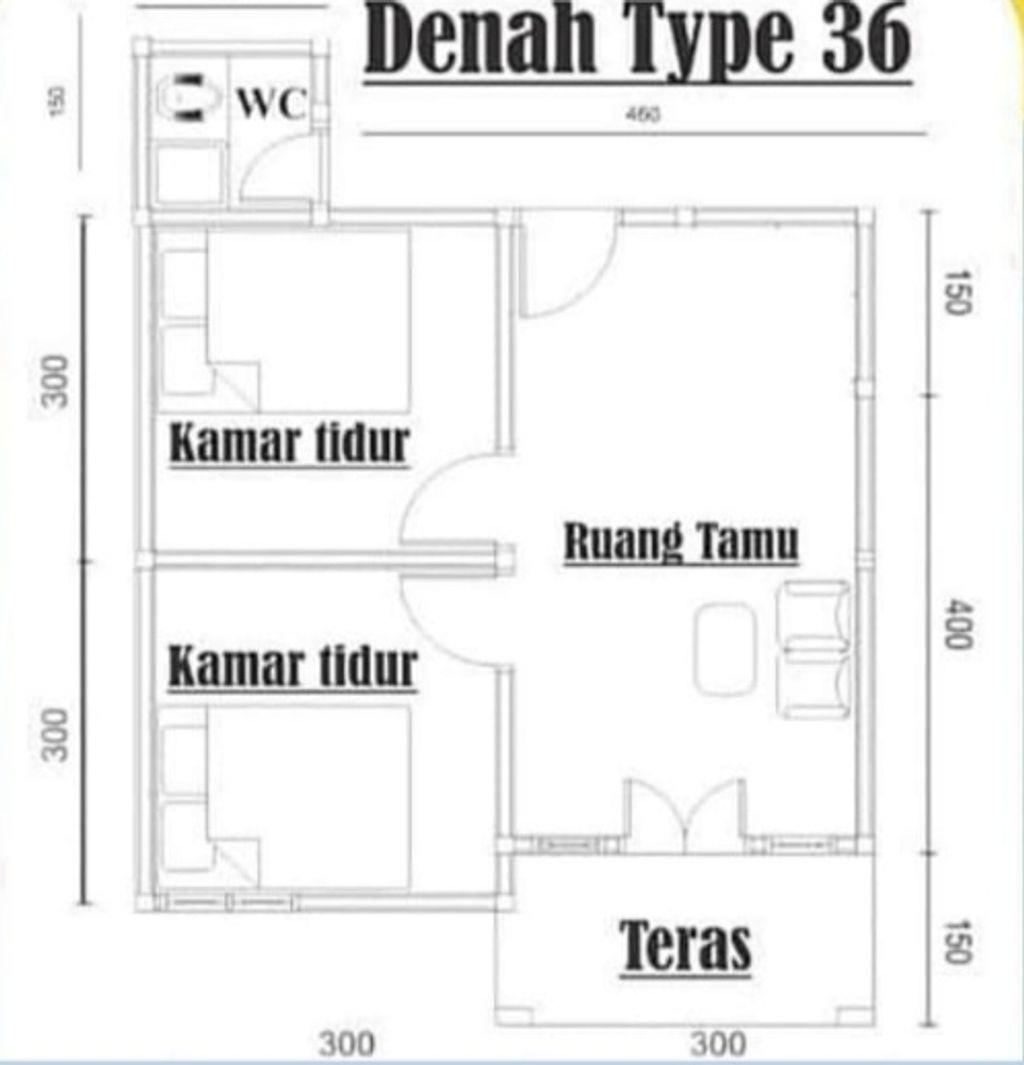 foto denah rumah tipe 36/160 (2026) perumahan PESONA BORNEO 5