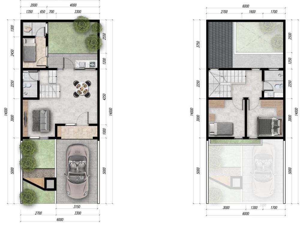 foto denah rumah tipe RIVERGATE H.06.08 perumahan GARDENS AT CANDI SAWANGAN (NEW)