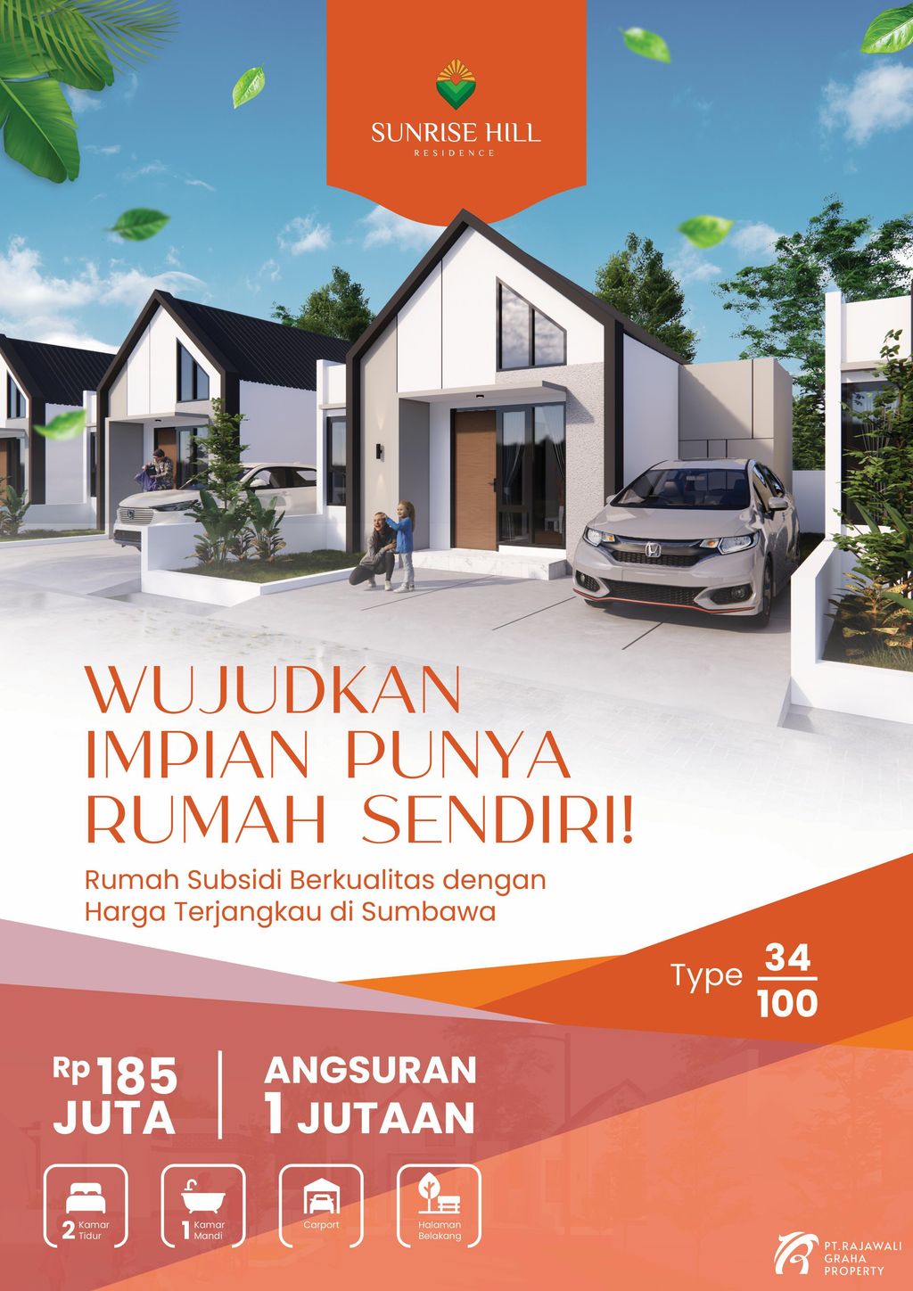 foto tampak rumah tipe 34/100 perumahan SUNRISE HILL