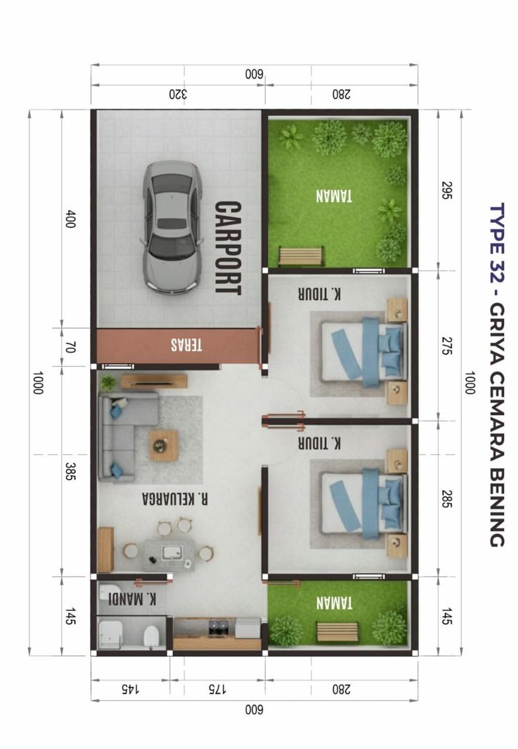 foto denah rumah tipe 32 perumahan Griya Cemara Bening