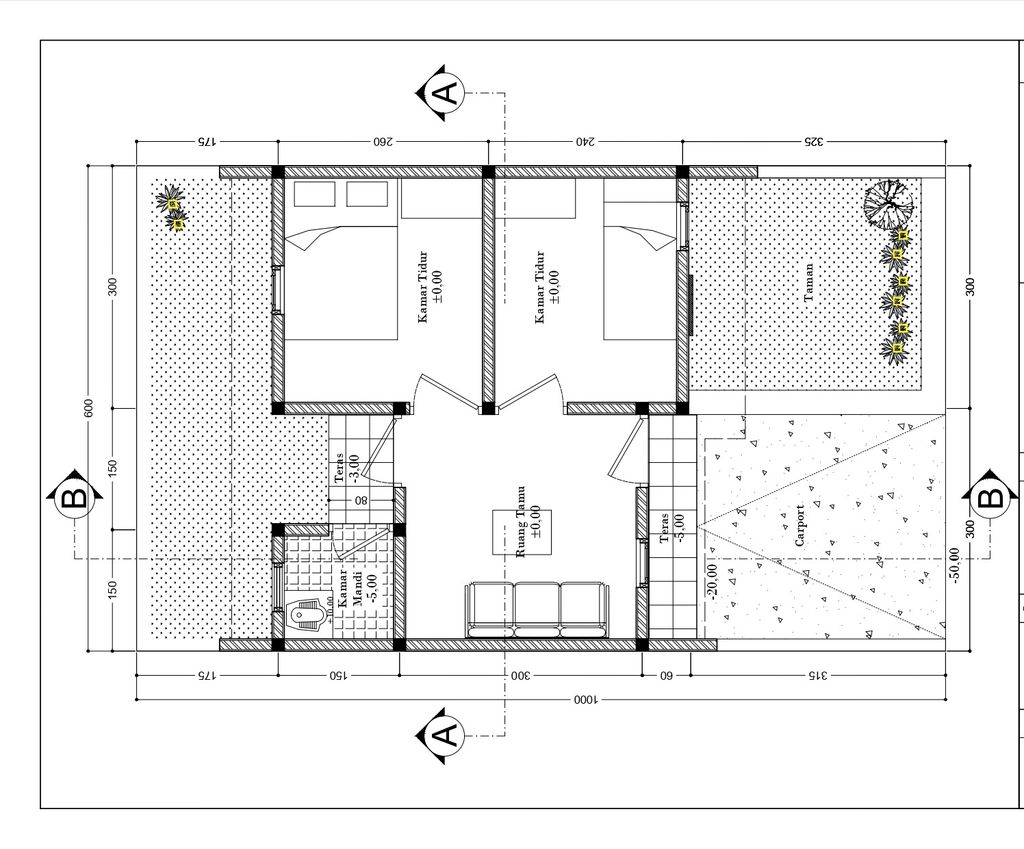 foto denah rumah tipe 28/60 perumahan Griya Samana Meteseh ( ABINAWA )