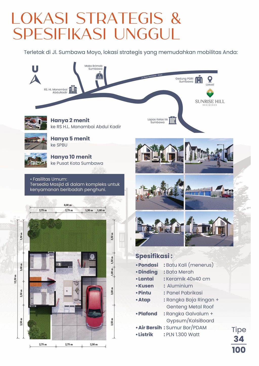 foto denah rumah tipe 34/100 perumahan SUNRISE HILL