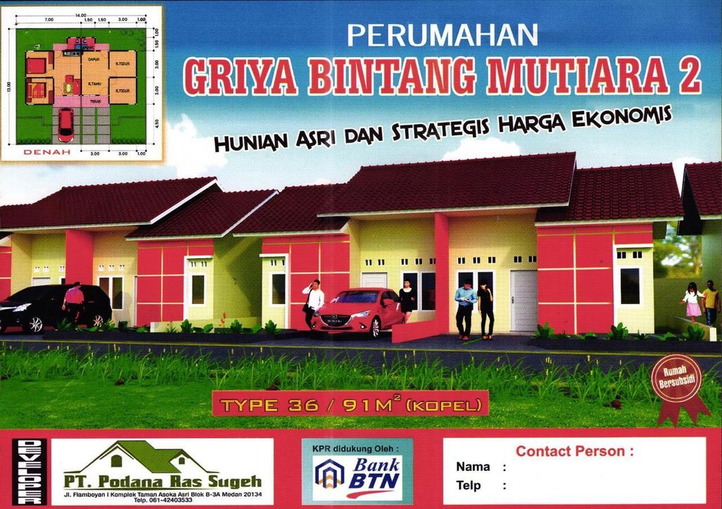 foto tampak rumah tipe 36/91 Rumah Kopel perumahan GRIYA BINTANG MUTIARA-2 TAHAP III