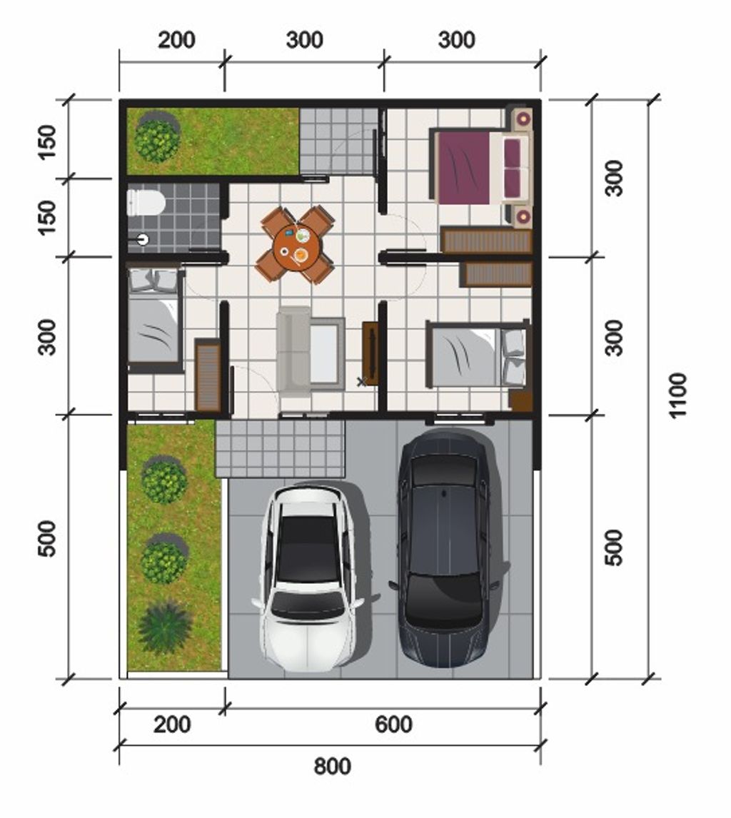 foto denah rumah tipe Edelweis (42/88) perumahan GRAND PARK ANGGASWANGI (GPA)