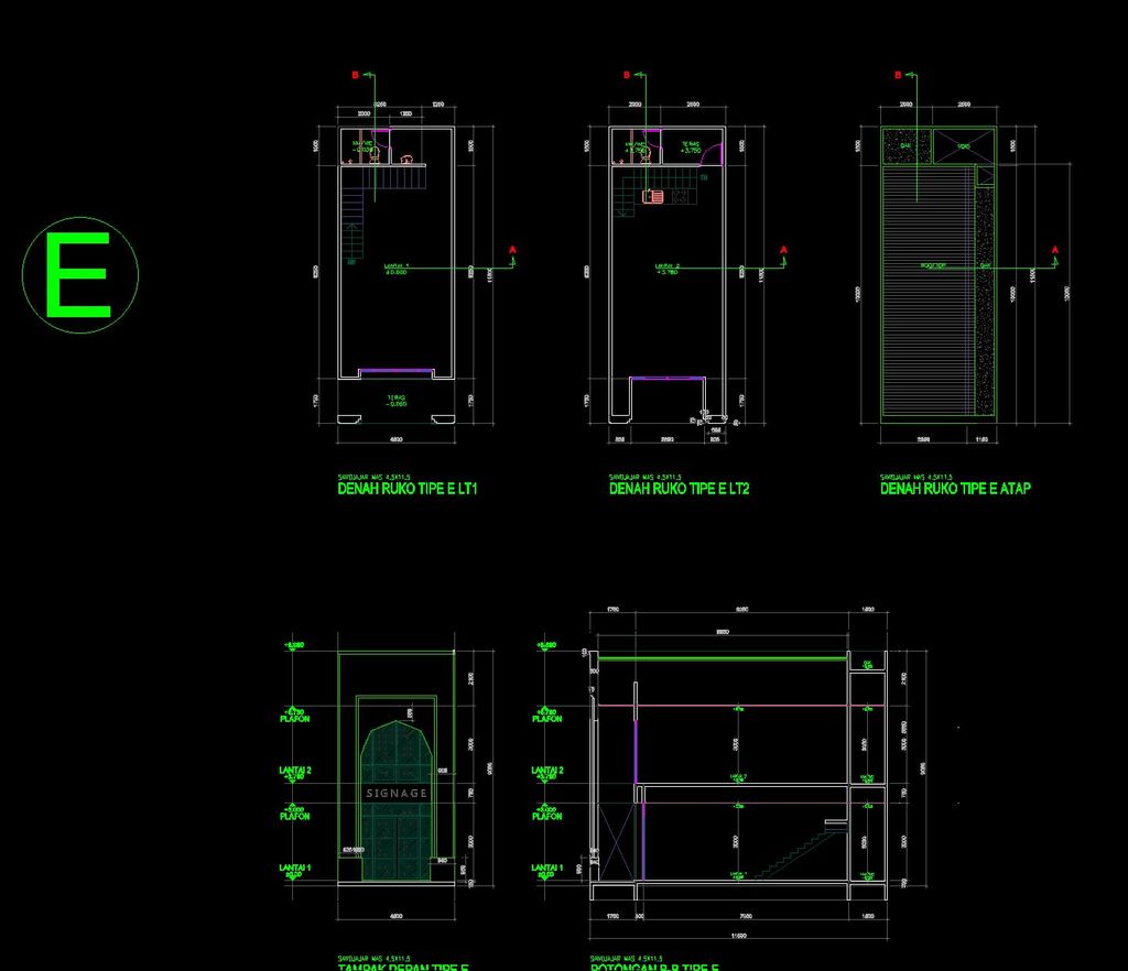 foto denah rumah tipe Ruko - E perumahan Sawojajar Mas (WOW)