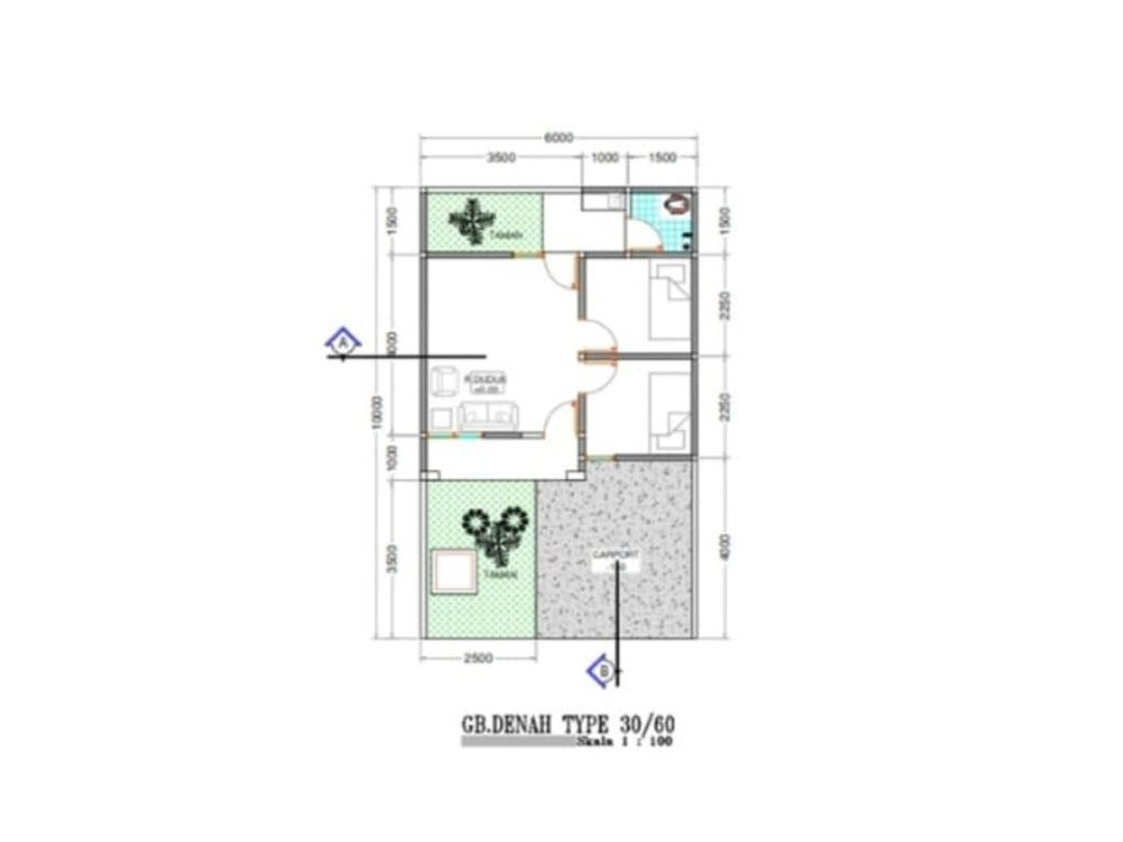 foto denah rumah tipe 30/60 perumahan CIMANDE RESIDENCE