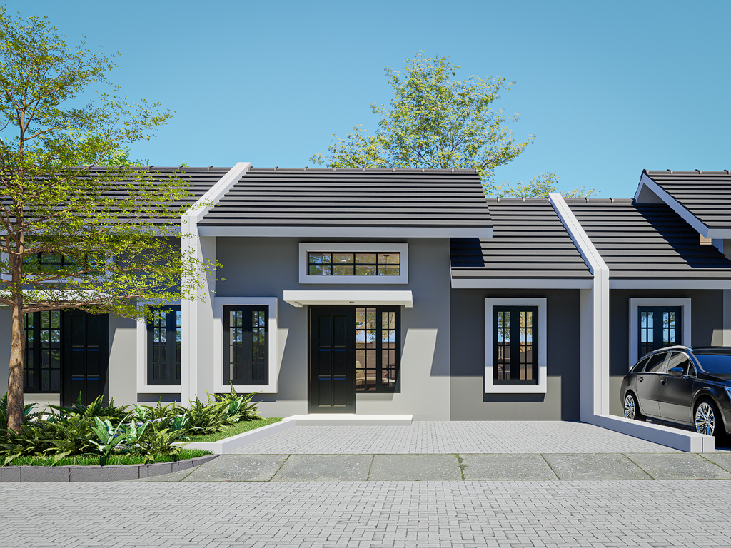 foto tampak rumah tipe Edelweis (42/88) perumahan GRAND PARK ANGGASWANGI (GPA)