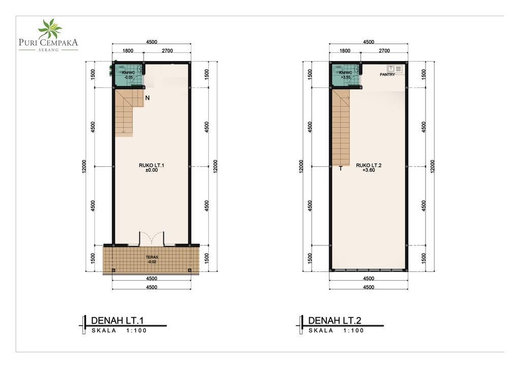 foto denah rumah tipe Ruko 3 perumahan KSO PURI CEMPAKA