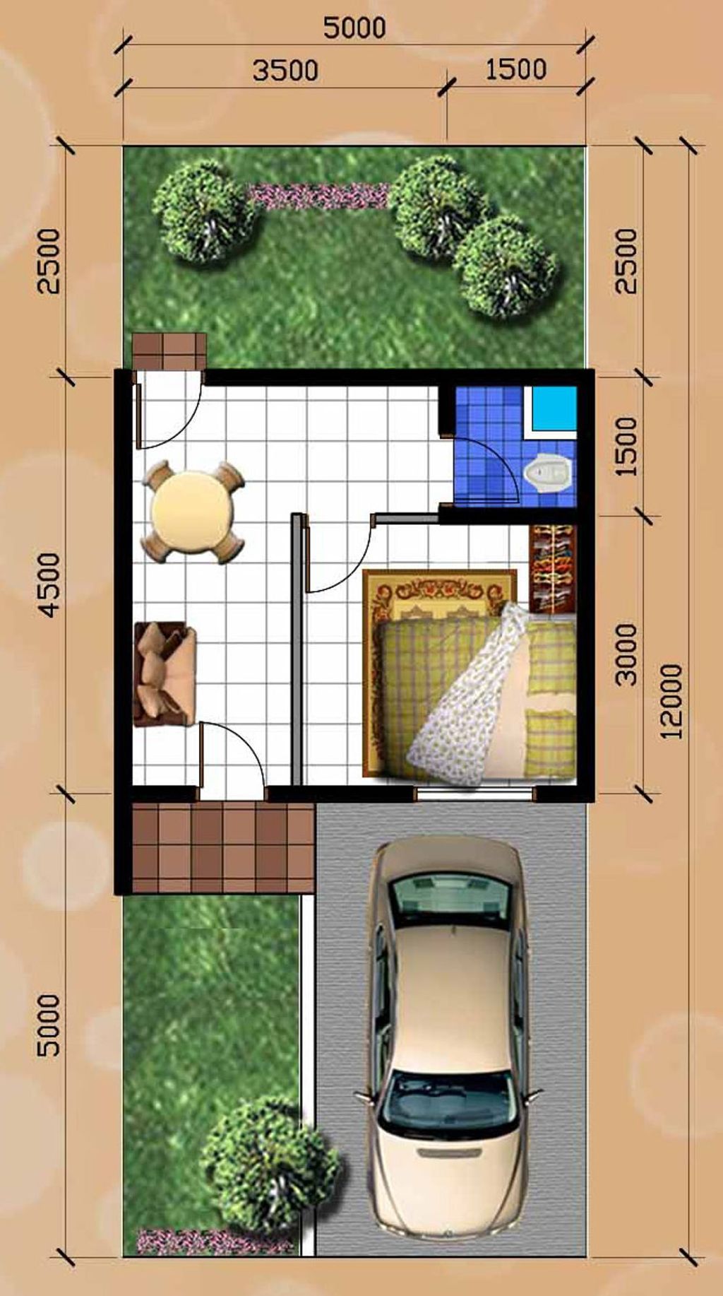 foto denah rumah tipe I02-11A 22/60 perumahan Senopati Estate Cikande