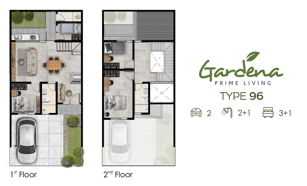 foto denah rumah tipe GARDENA C.17.01 perumahan GARDENS AT CANDI SAWANGAN (NEW)