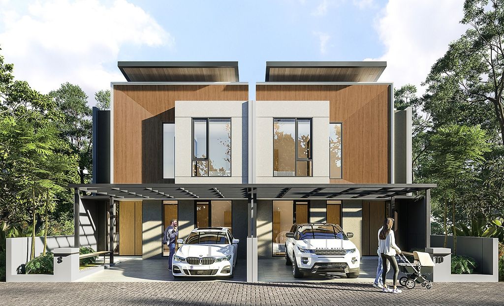 foto tampak rumah tipe GARDENA C.17.01 perumahan GARDENS AT CANDI SAWANGAN (NEW)