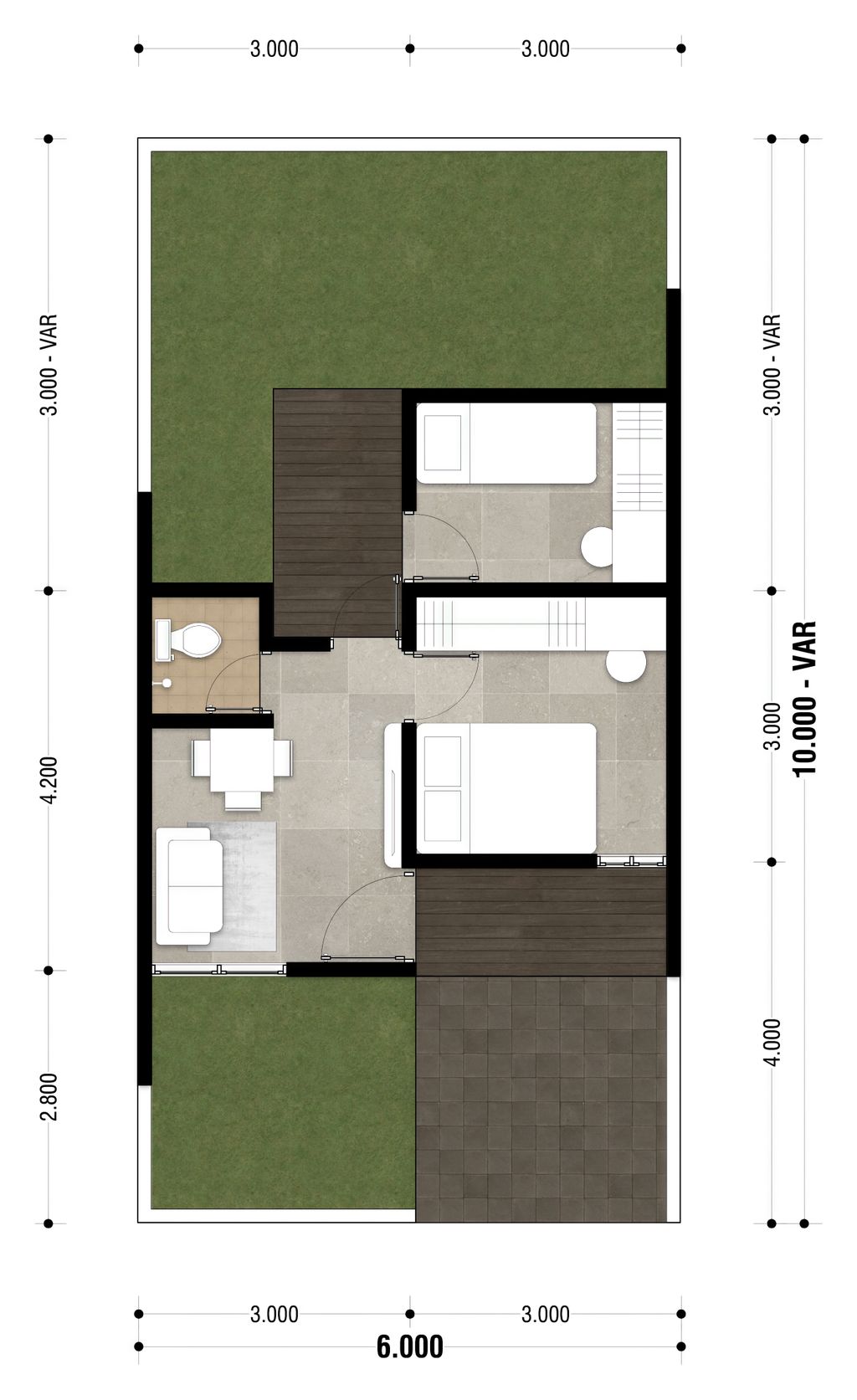 foto denah rumah tipe FLOREA 348 perumahan MUTIARA GADING CITY CLUSTER MONACO & PARIS