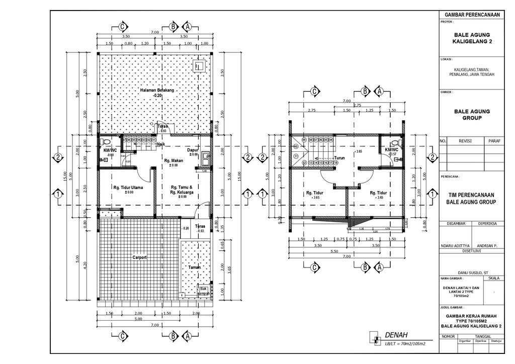 foto denah rumah tipe 70 perumahan Bale Agung Kaligelang 2
