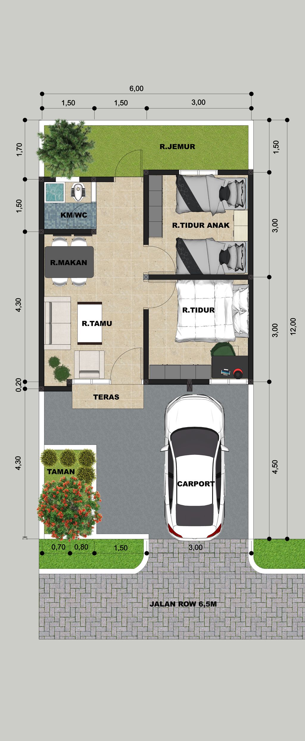 foto denah rumah tipe TULIP 36/79 perumahan KARTINI RESIDENCE