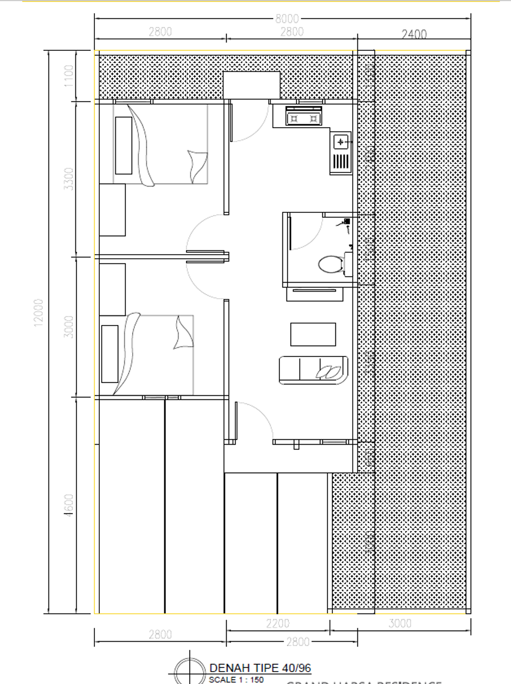 foto denah rumah tipe 40/116 perumahan Asteria Residence