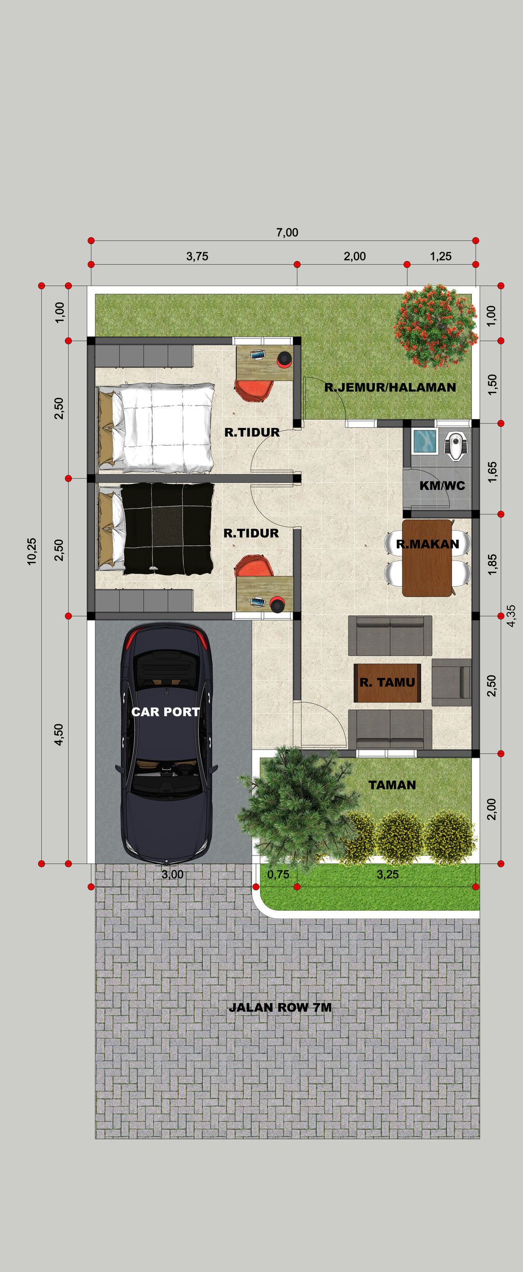 foto denah rumah tipe ANGGREK 36/84 perumahan KARTINI RESIDENCE