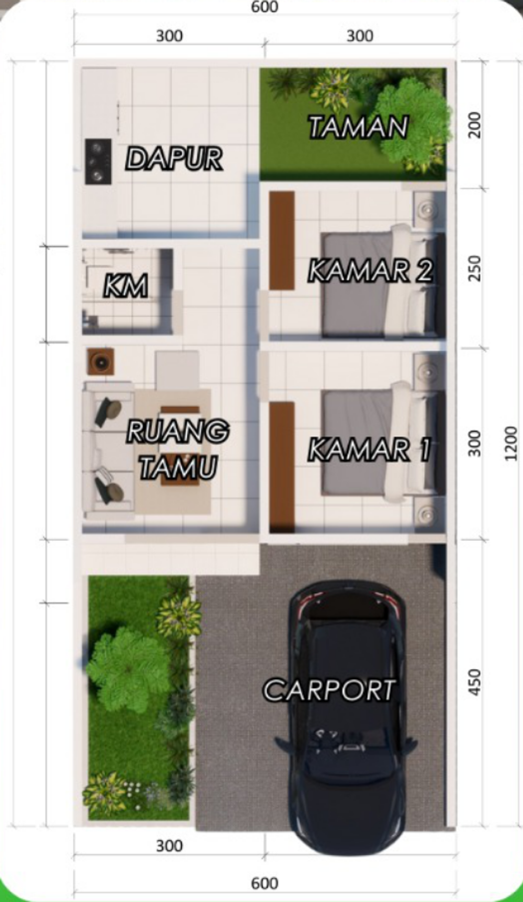 foto denah rumah tipe Moonstone Pro 36/72 perumahan GRAND KEMAYORAN TAHAP 3