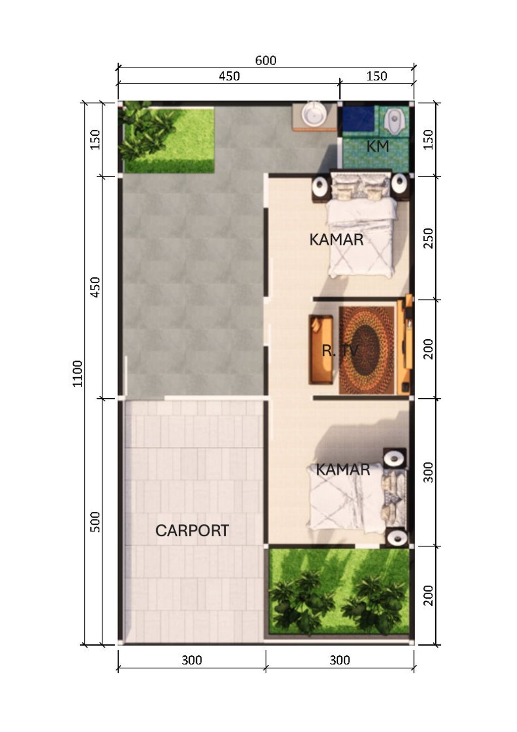 foto denah rumah tipe Garnett 27/72 perumahan GRAND KEMAYORAN TAHAP 3