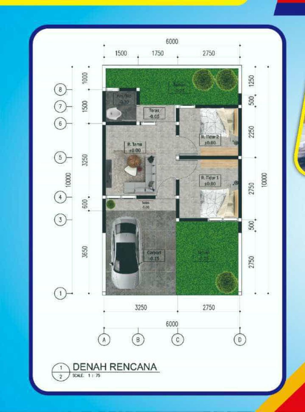 foto denah rumah tipe 30/60 perumahan GRIYA AJI RESIDENCE KALIGANGSA