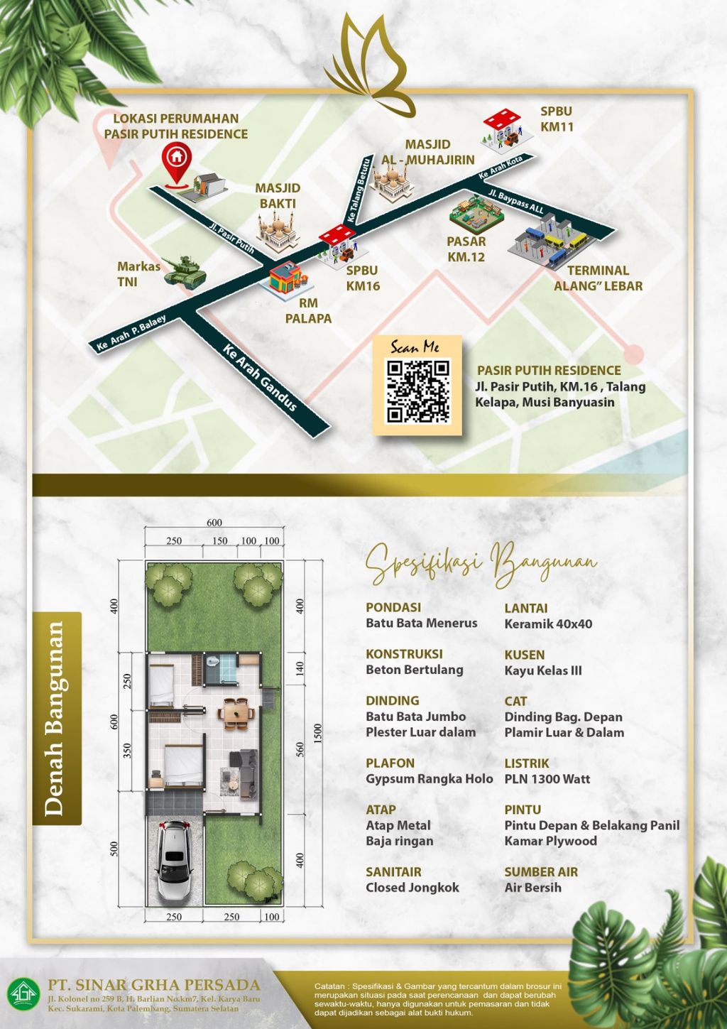 foto denah rumah tipe 36 perumahan PASIR PUTIH RESIDENCE