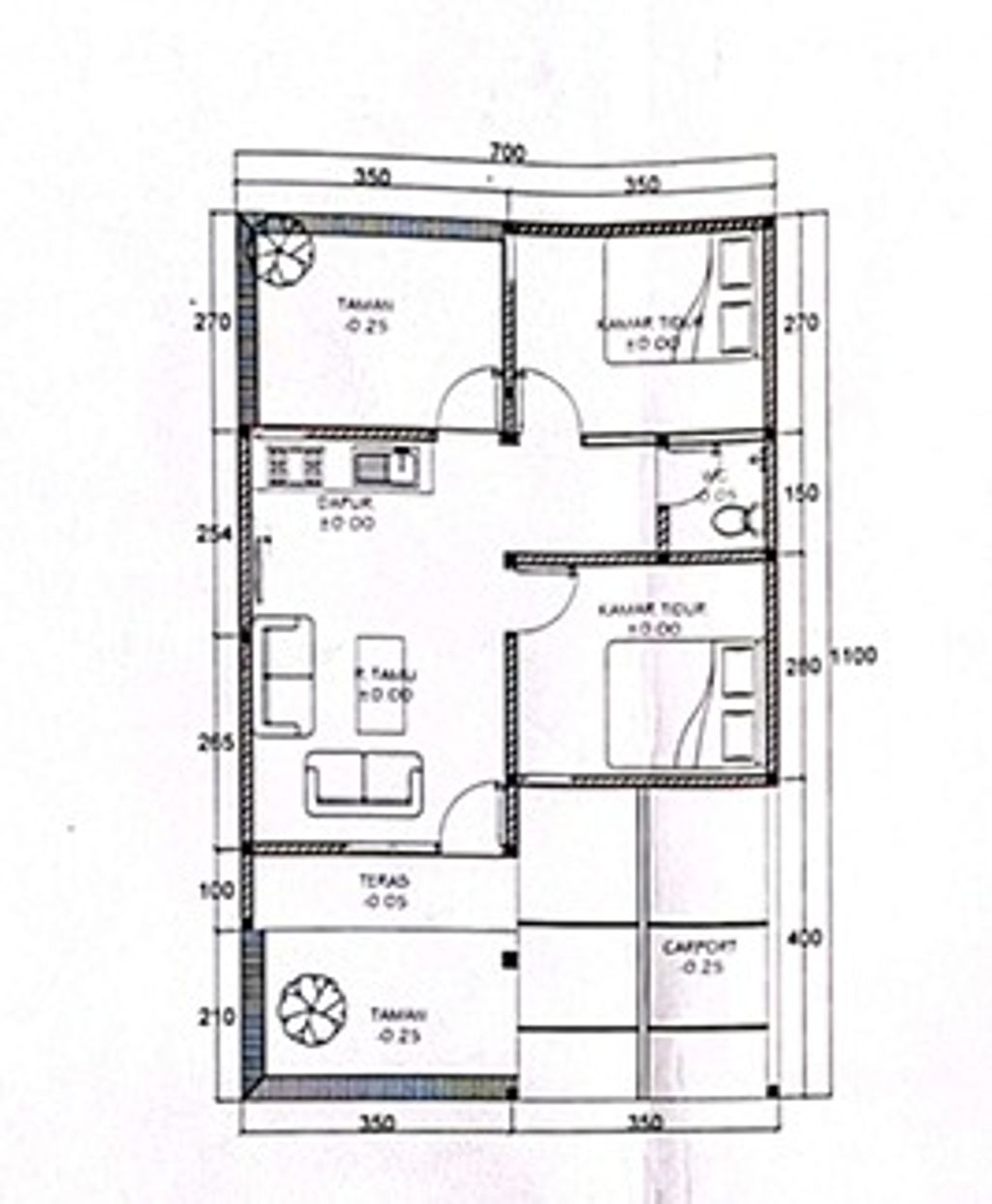 foto denah rumah tipe 43/60 perumahan Bin Dawood Residence