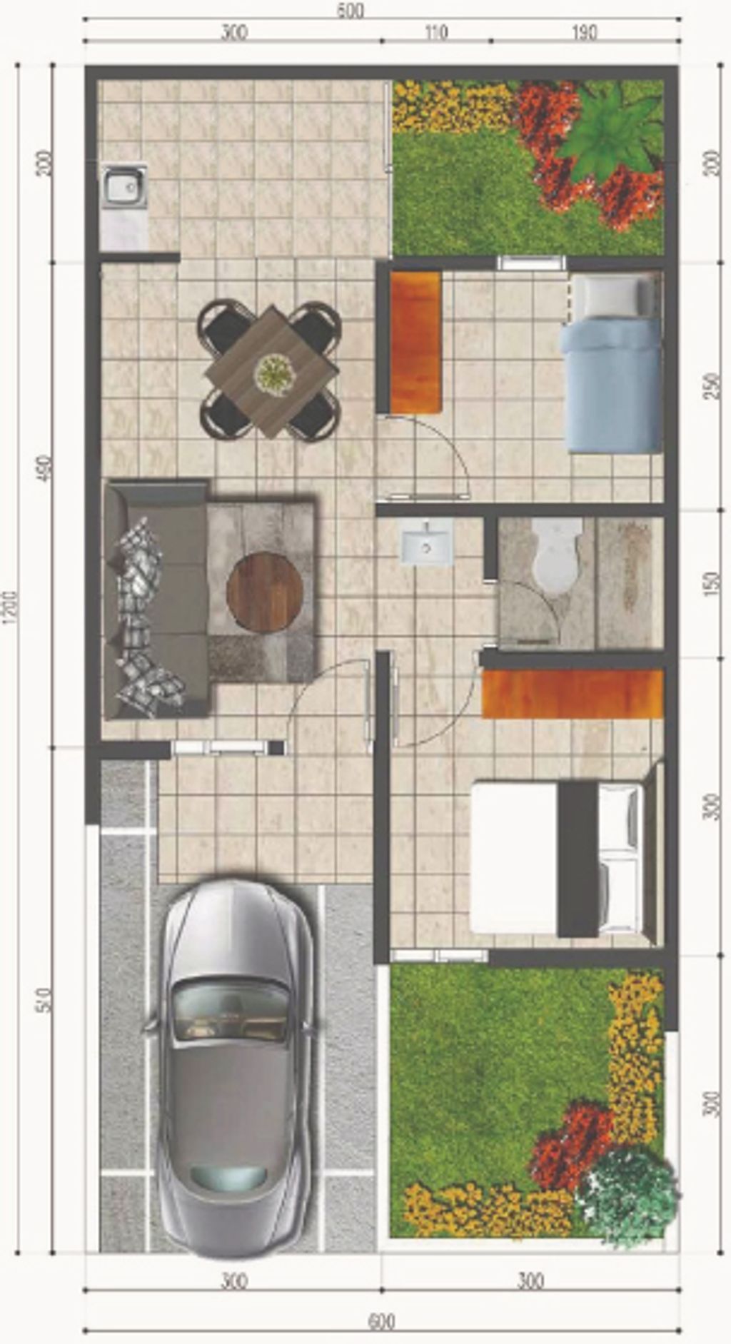 foto denah rumah tipe 28/72 Rosewood 441.000.000 perumahan HARMONI PARK RESIDENCE