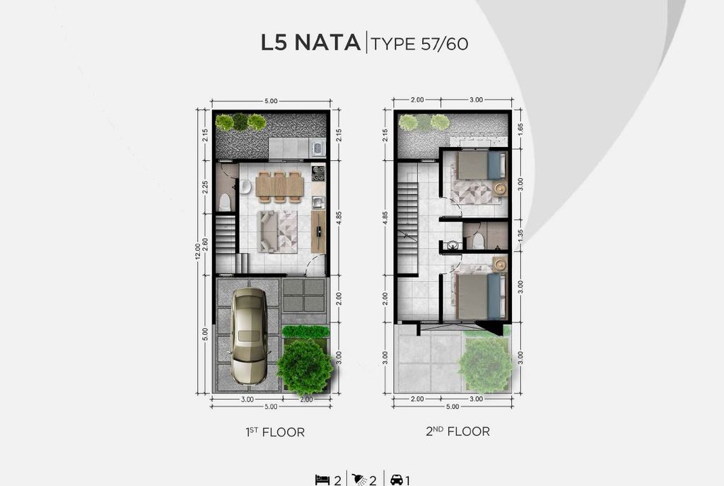 foto denah rumah tipe L5 NATA  57/60 perumahan CATHA REMPOA