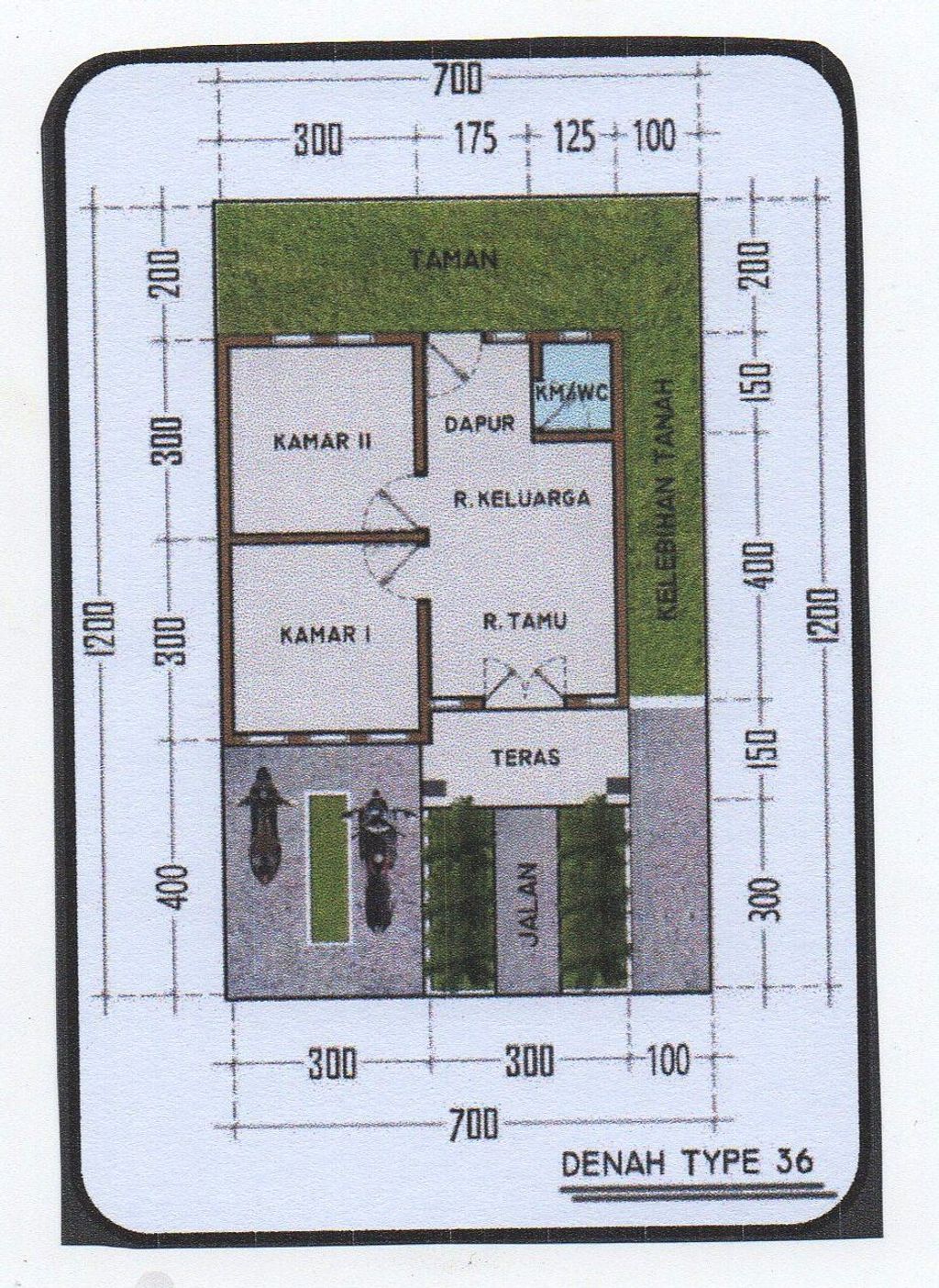 foto denah rumah tipe 36 perumahan JAYA RESIDENCE LUBUK BUAYA II TAHAP I