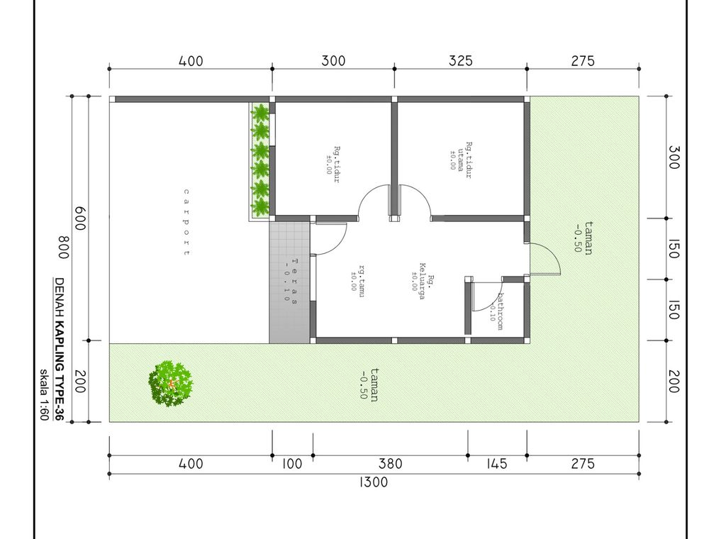 foto denah rumah tipe 36 perumahan GREEN PESONA KALUKUBULA 1 TAHAP 1