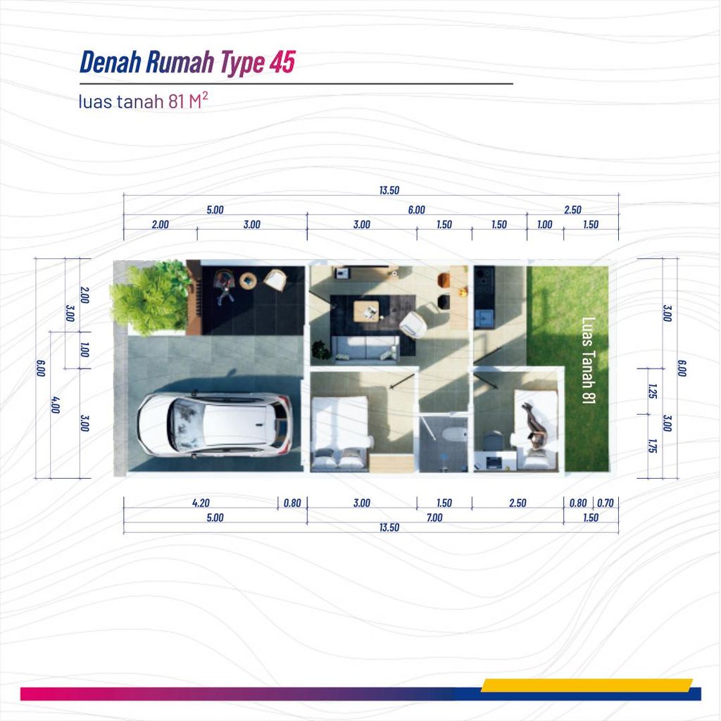 foto denah rumah tipe 45 perumahan BALE AGUNG KALIGELANG 2 PENGEMBANGAN