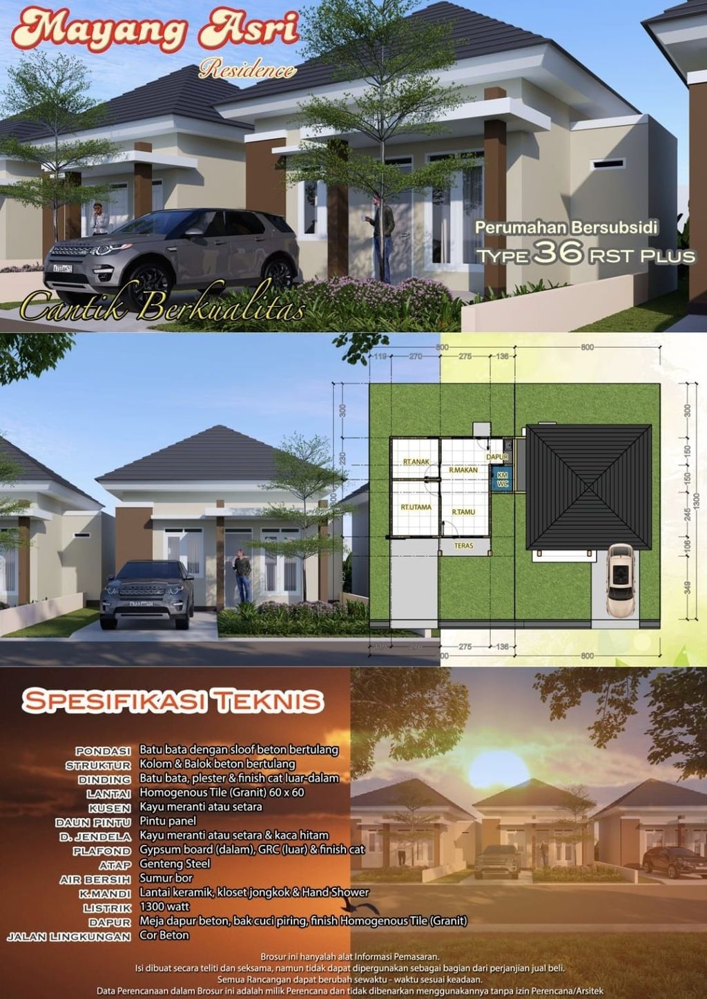 foto denah rumah tipe T36 perumahan MAYANG ASRI RESIDENCE TAHAP II