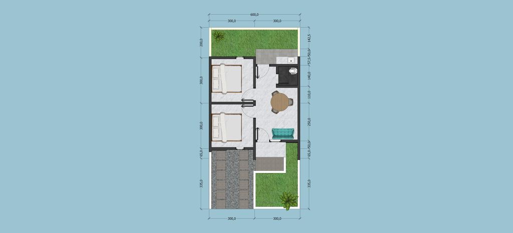 foto denah rumah tipe 36/72 perumahan TAMSAN LAND