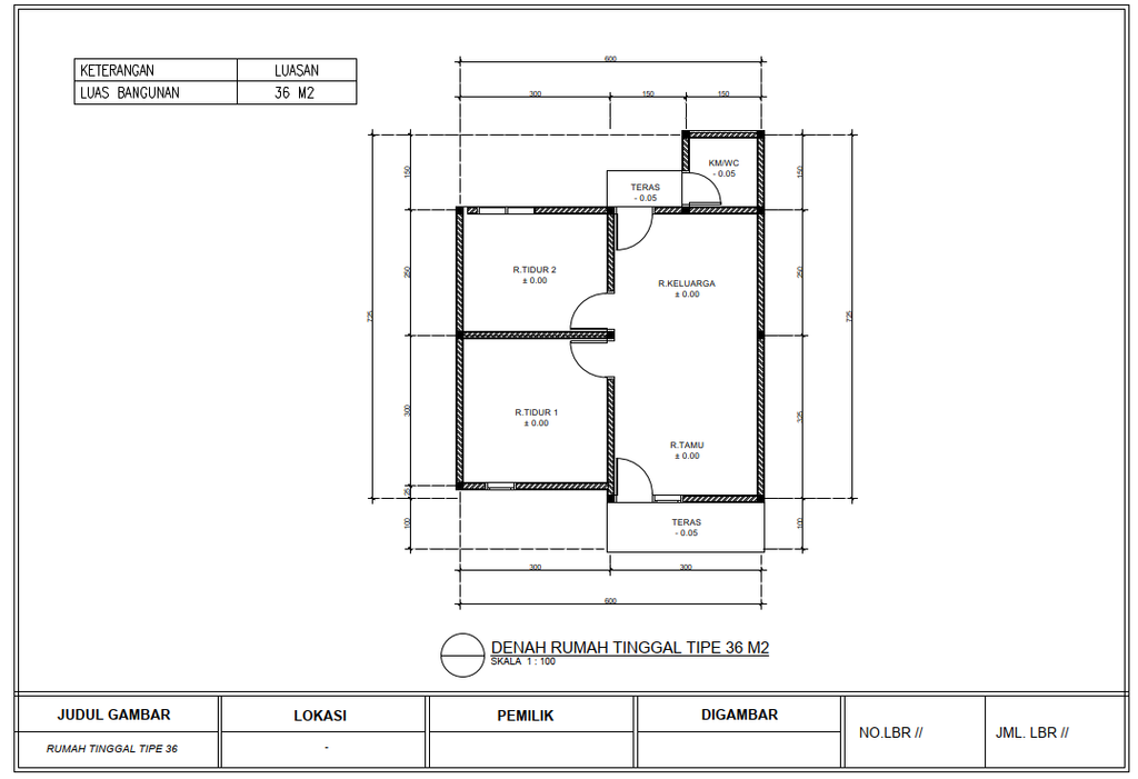 foto denah rumah tipe 36 perumahan GANTUNG BRIDGE RESIDENCE