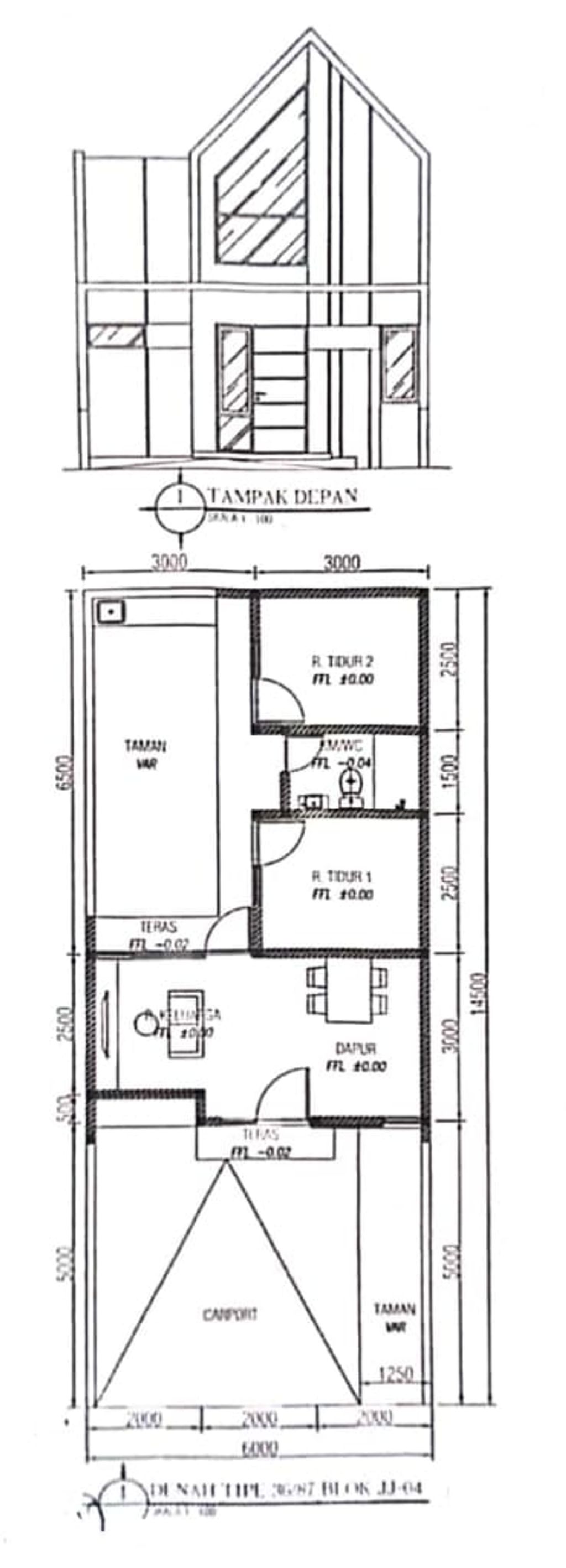 foto denah rumah tipe 36/87 JJ-06 perumahan KEBONSARI MANSION