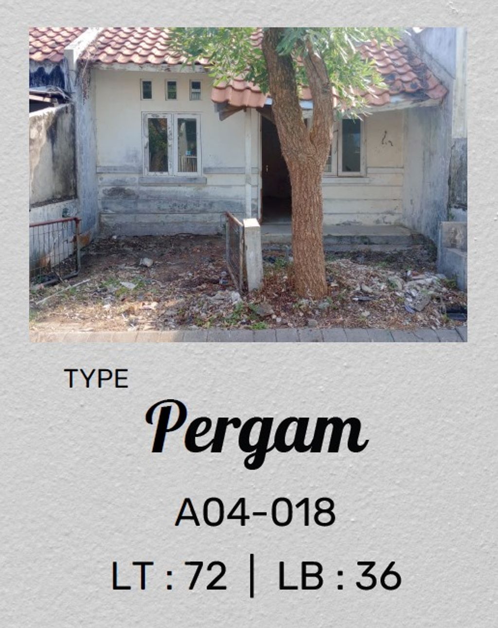 foto tampak rumah tipe PERGAM perumahan Bukit Palma