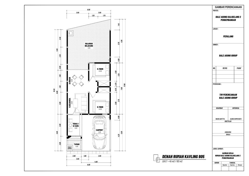 foto denah rumah tipe 45 (B5) perumahan BALE AGUNG KALIGELANG 2 PENGEMBANGAN