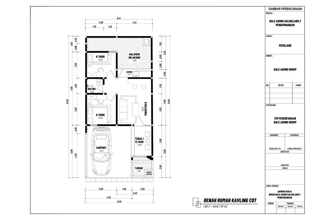 foto denah rumah tipe 45 (C07) perumahan BALE AGUNG KALIGELANG 2 PENGEMBANGAN