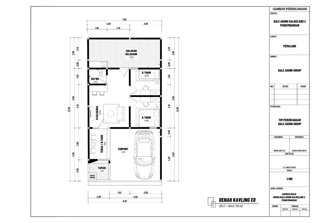 foto denah rumah tipe 45 (E08) perumahan BALE AGUNG KALIGELANG 2 PENGEMBANGAN