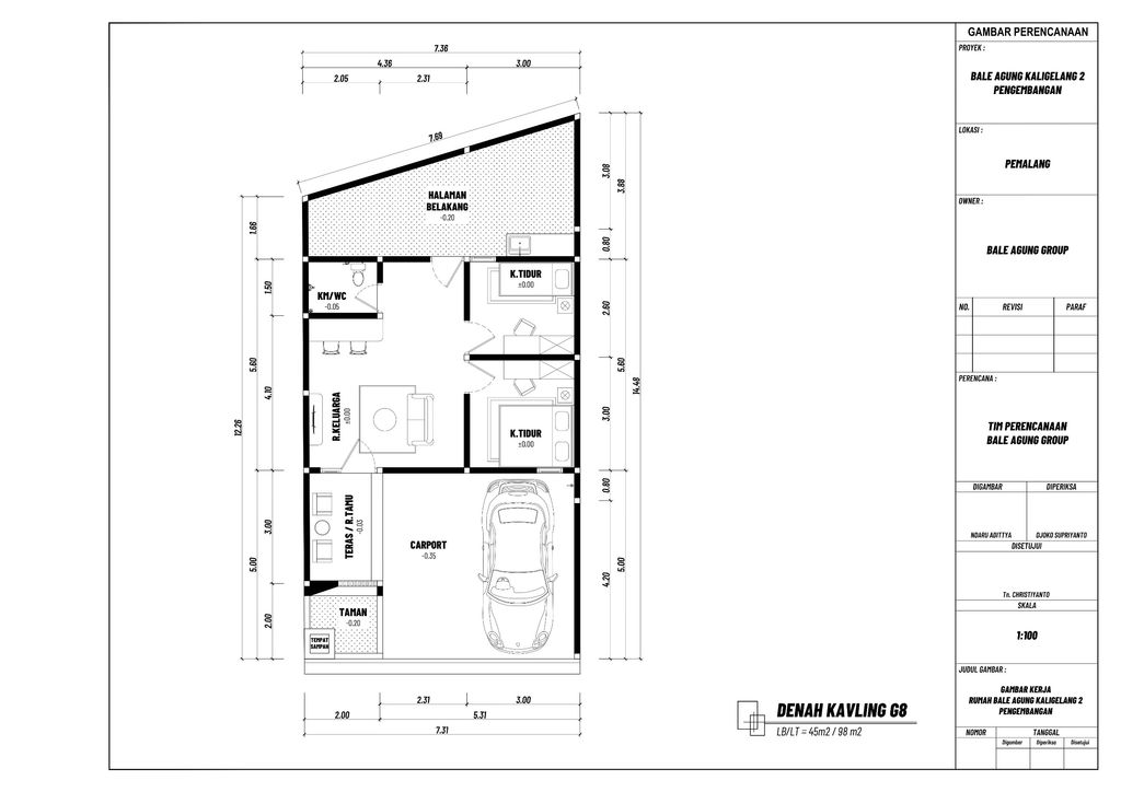 foto denah rumah tipe 45 (G07) perumahan BALE AGUNG KALIGELANG 2 PENGEMBANGAN