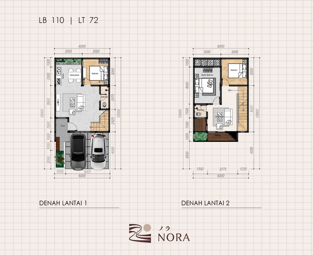 foto denah rumah tipe Nora House perumahan Perumahan Shoji Land