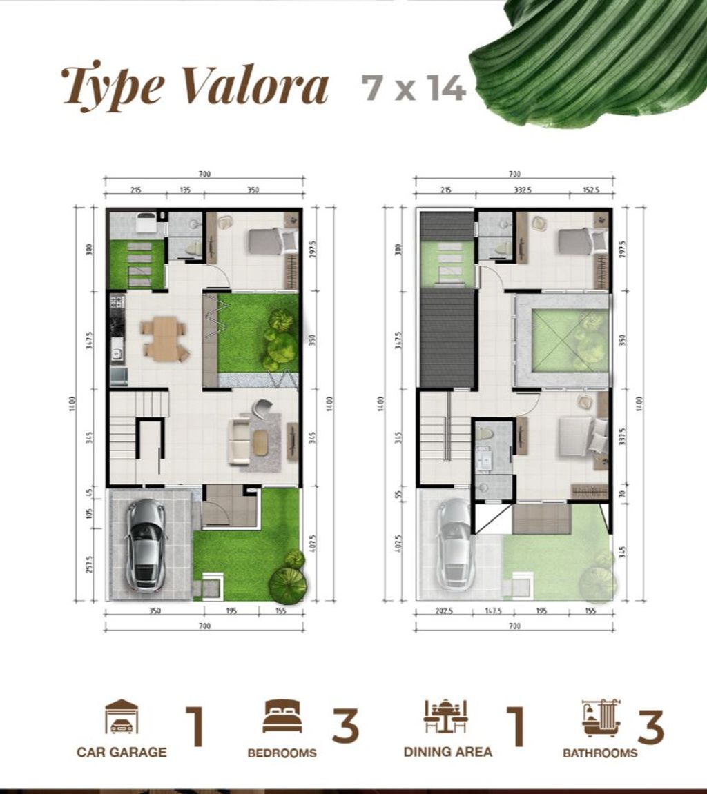 foto denah rumah tipe Valora perumahan Kawasan Golden Royale