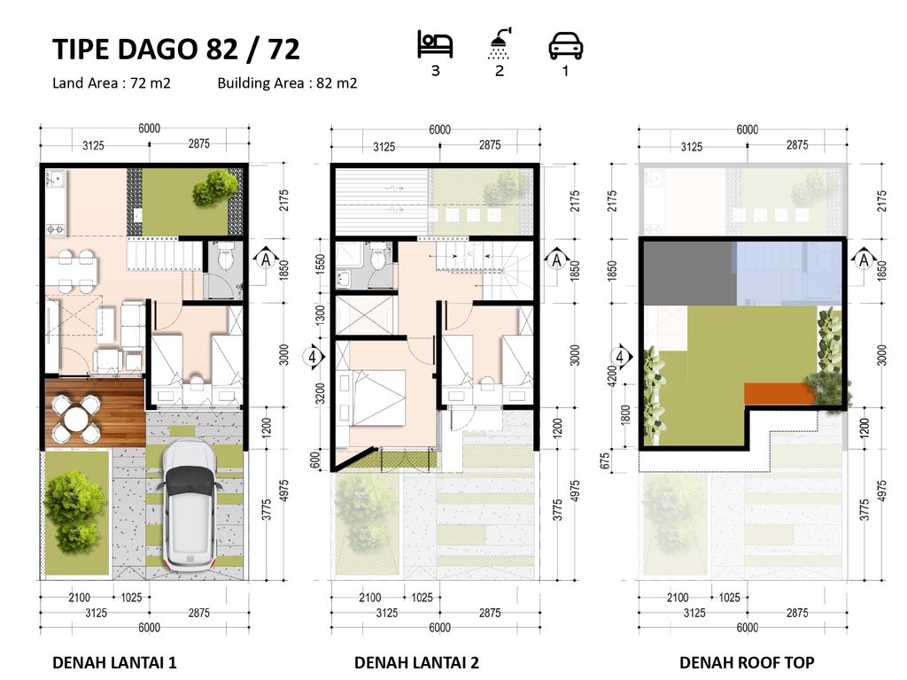 foto denah rumah tipe Dago 82/84 perumahan Royal Parahyangan